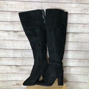 JustFab Alera‎ Black Suede Over The Knee Boots Sz9